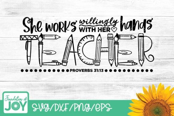 Proverbs 31 SVG for Christian Teacher T-Shirt Designs & Craft Graphics